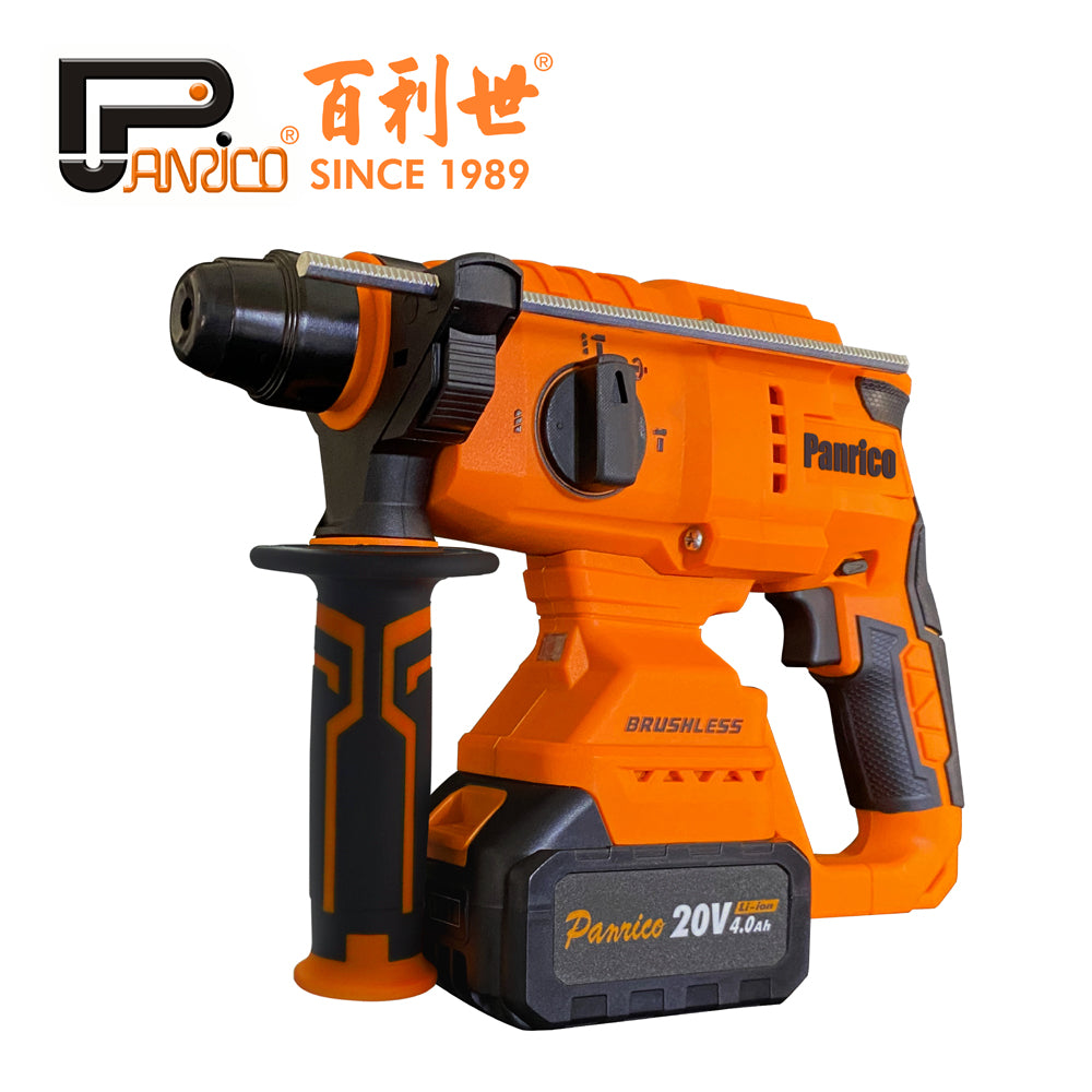 【雙11限定優惠】20V三用無刷鋰電四溝免出力鎚鑽 4.0Ah雙電池組 20mm混凝土鑽孔能力 (BCH-HS20420)
