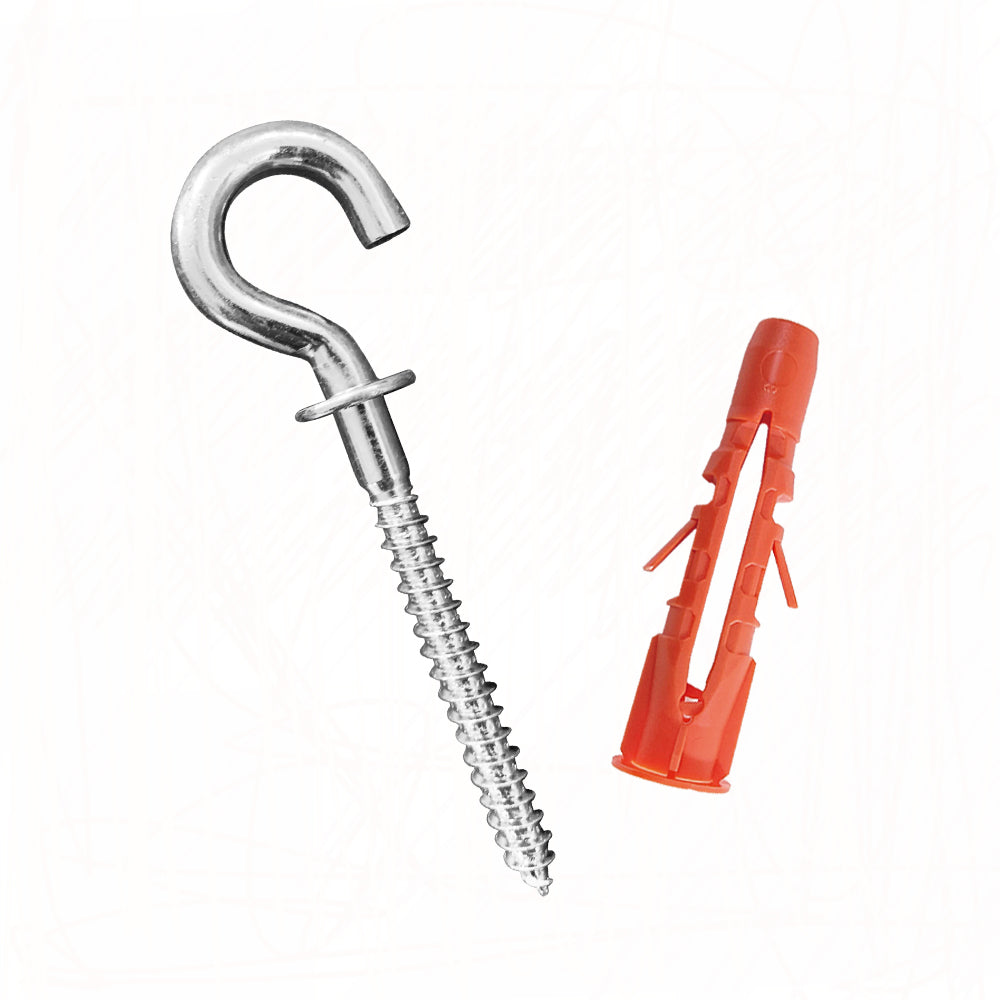 DIY nylon screw-in nail set, nail hook (nail hook) screw set, nylon bolt set, hook (hook) set, plastic stopper, screw hook (screw hook) set MU 8x50mm (MUR8502)