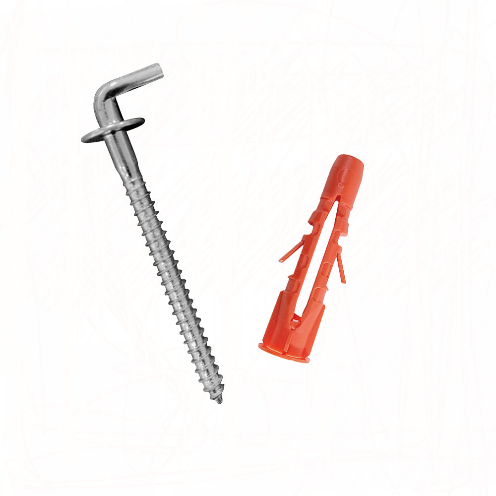 DIY nylon art folding hook screw set nylon bolt cover folding nail hook set plastic plug folding nail hook set plastic gecko L-shaped hook set MU 8x50mm (MUA8502)