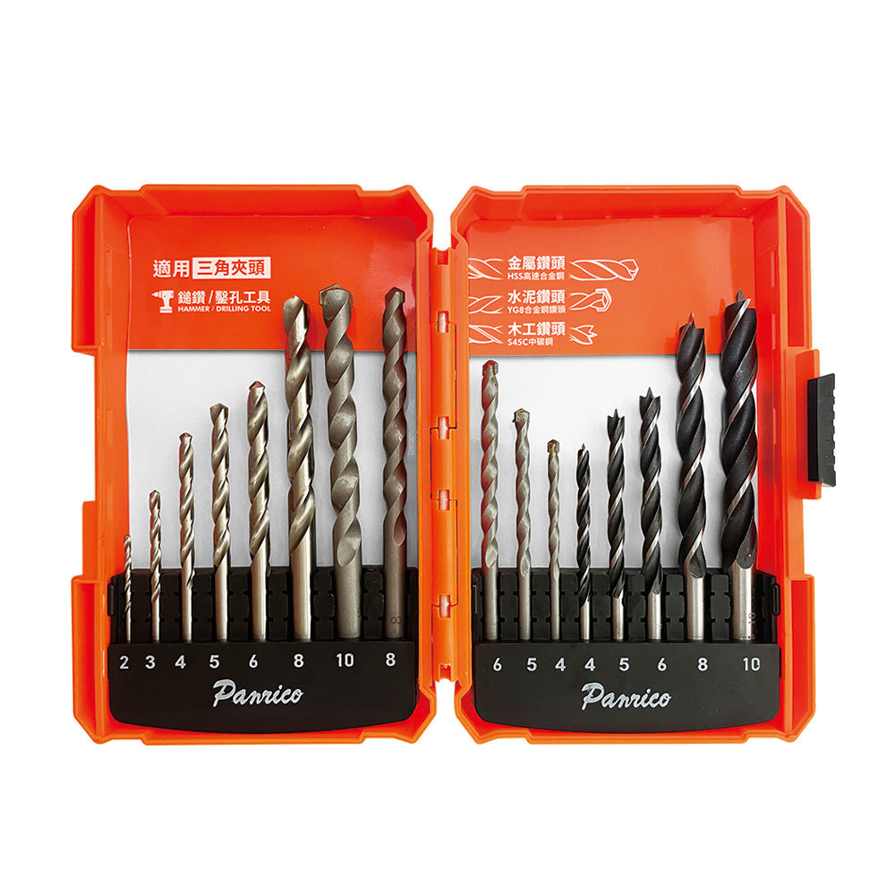 Straight shank drill bit set 16 pieces (AB00-M016)