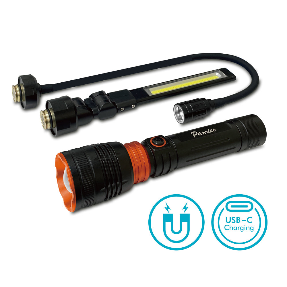 3-in-1 Multifunctional LED Rechargeable Flashlight Set Folding Work Li – 百利世貿易有限公司