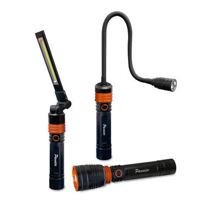 3合1多功能LED充電手電筒組 折疊工作燈 蛇管燈 (BI-LW-M0031)