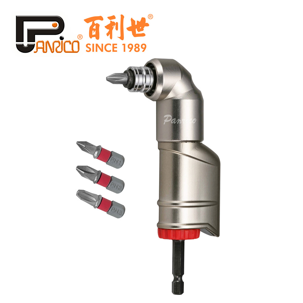 Right angle adapter, corner driver, electric drill, right angle to 90 degree L-shaped angle converter, made in Taiwan (E004-003)