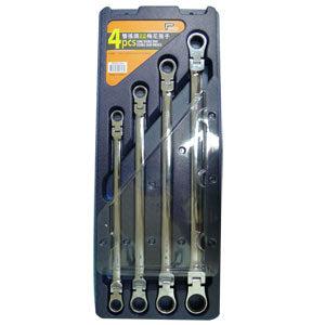 4-piece double oscillating head extended ratchet box wrench (FM820-004)