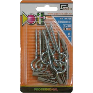 DIY nylon nail cover foreign nail hook (foreign nail hook) set nylon bolt cover hook (hook) set plastic plug screw hook (screw hook) set MN 6x30mm (MNR6308)